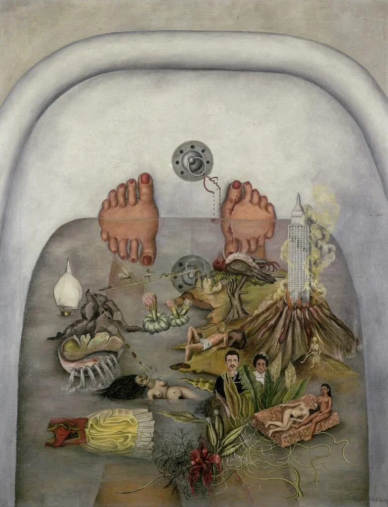 Frida Kahlo, What Water Gave Me (1938). Photo by Christie’s Images/Bridgeman Images, ©Banco de Mexico Diego Rivera Frida Kahlo Museums Trust/VG Bild-Kunst, Bonn 2021; reproduction authorised by the Instituto Nacional de Bellas Artes y Literatura, 2021.